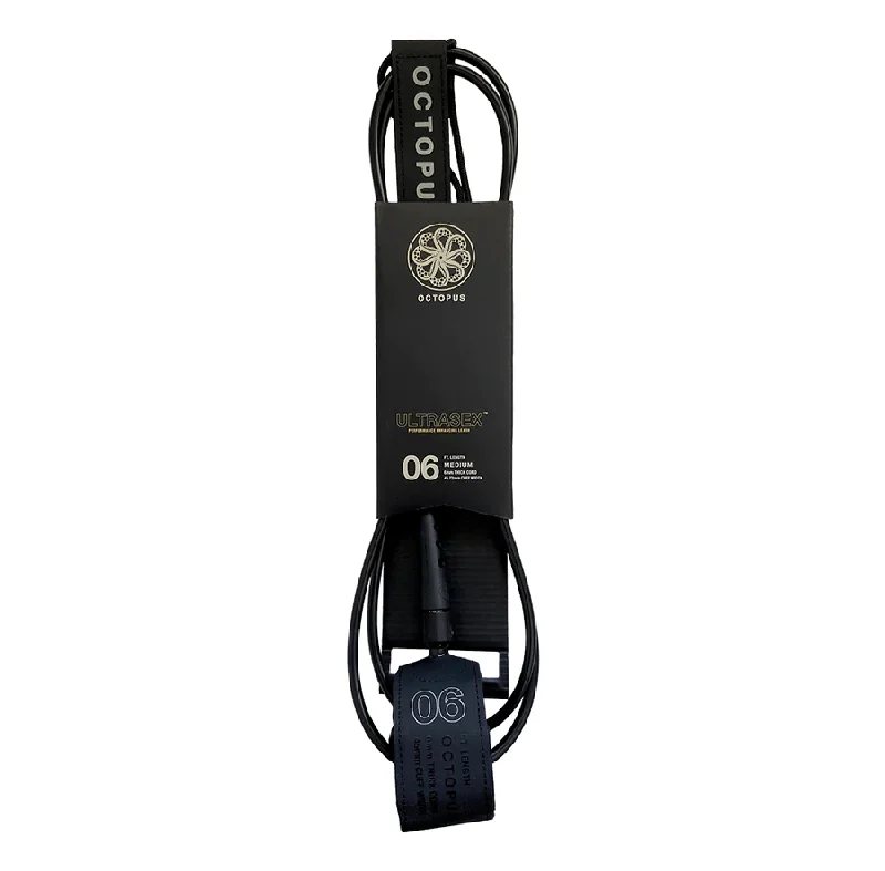 surfboards with a clean, classic design-Octopus 6' Ultrasex Medium Leash Black