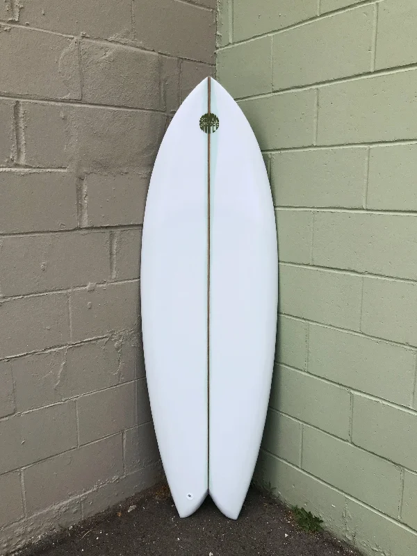 surfboards with quad-fin setups for speed-5'6" Simon Shapes Curvy Quad Fish - Clear