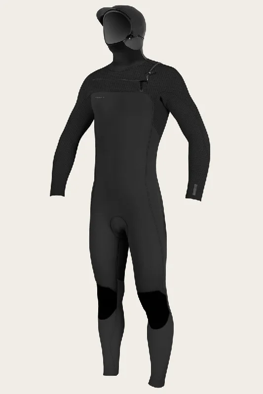 wetsuits for cold water diving-O'Neill Hyperfreak 5/4+ Hooded Chest Zip