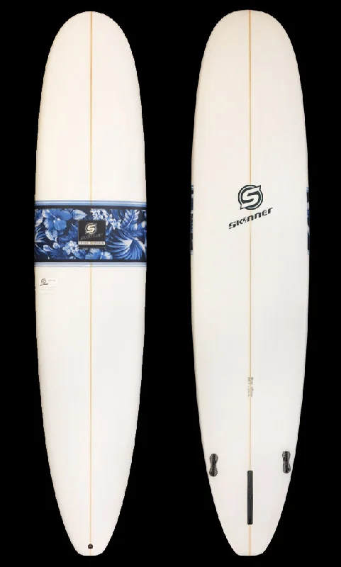 surfboards with a traditional shape for retro surfing-SOLD Skinner 8'10 X 22.7 X 2.8" Poly Longboard Floral Band 64 Liters