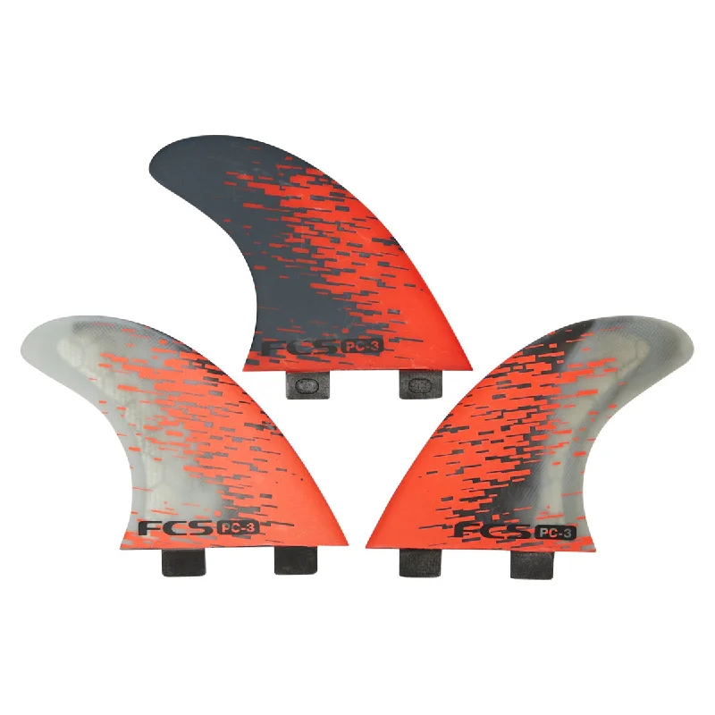 surfboard fins for high performance in all wave types-FCS THRUSTER - PC Smoke Tri 2 tab Small (Red Smoke)