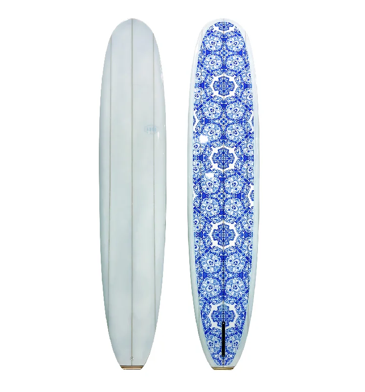 surfboards with enhanced performance for serious surfers-Vintage Log Longboard - Blue