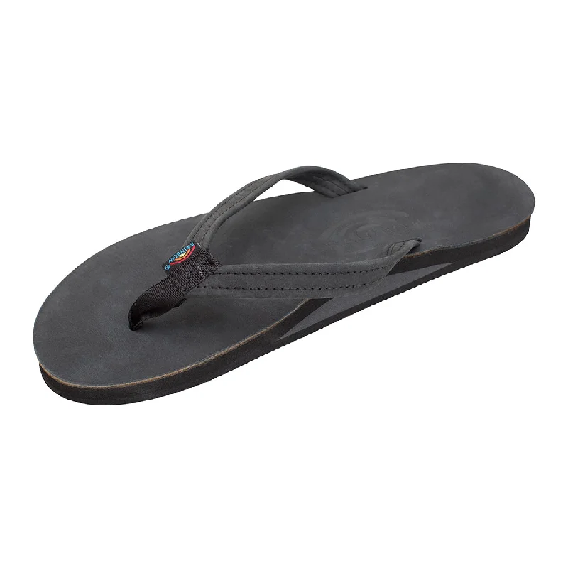 surfboards with great traction for tight turns-Rainbow 1/2" Narrow Strap Black womens single premium layer leather sandal