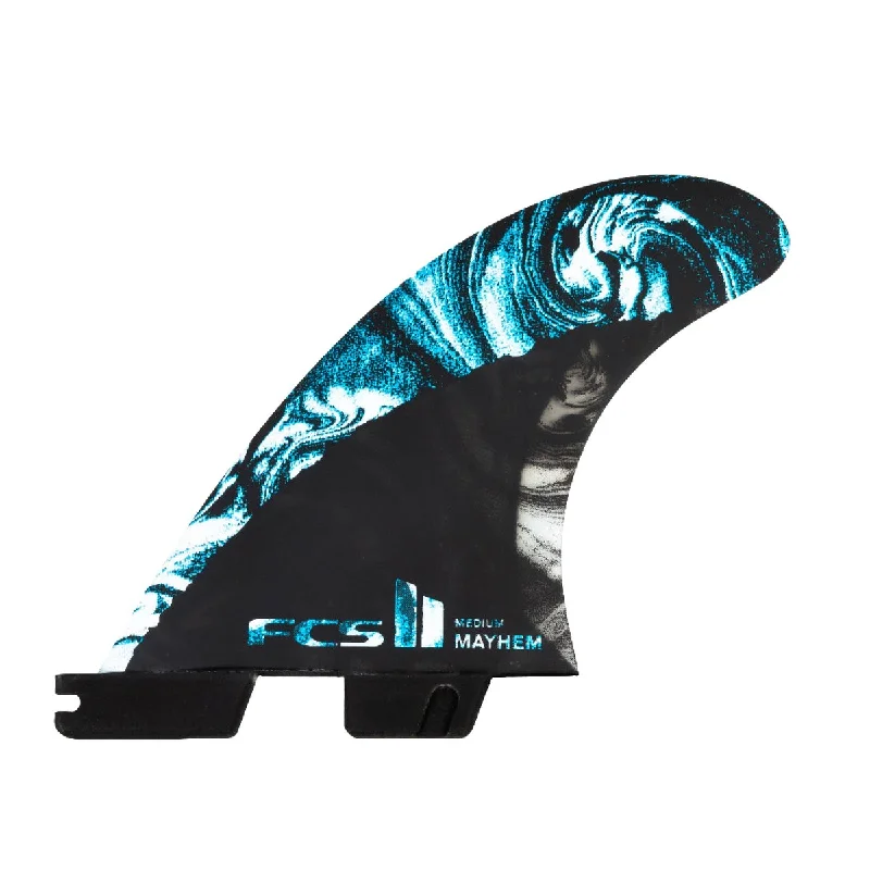 surfboard fins for precision control in all waves-FCS II THRUSTER - MATT BIOLOS MB PC Carbon Blue Tri Fins - Medium