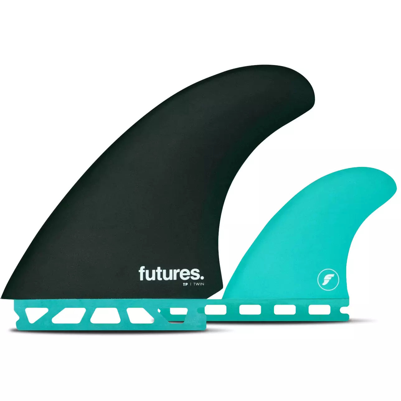 surfboard fins with dual-fin setup for stability-Futures Fins - T Patterson HC Twin plus One Set - Black/Teal