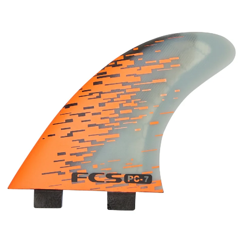 surfboard fins for faster maneuvers-FCS THRUSTER - PC Smoke Tri 2 tab Large (Orange Smoke)