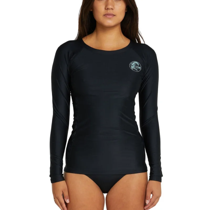 surf clothing with added warmth for cool water-O'Neill Salina Long Sleeve Rash Vest - Black