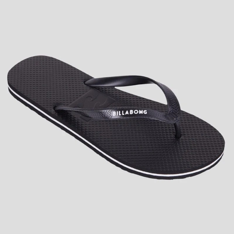 best surf clothing for fast surfing-Billabong Men's Low Down Splice Thongs - Black/White