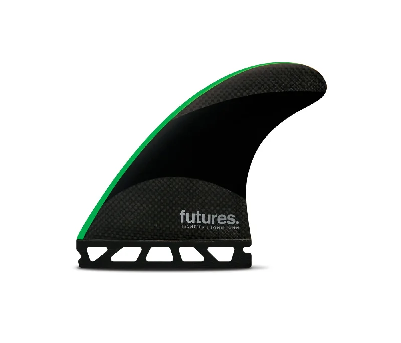 surfboard fins with high aspect ratios for speed-JJF Medium Techflex Thruster - Black/Neon Green