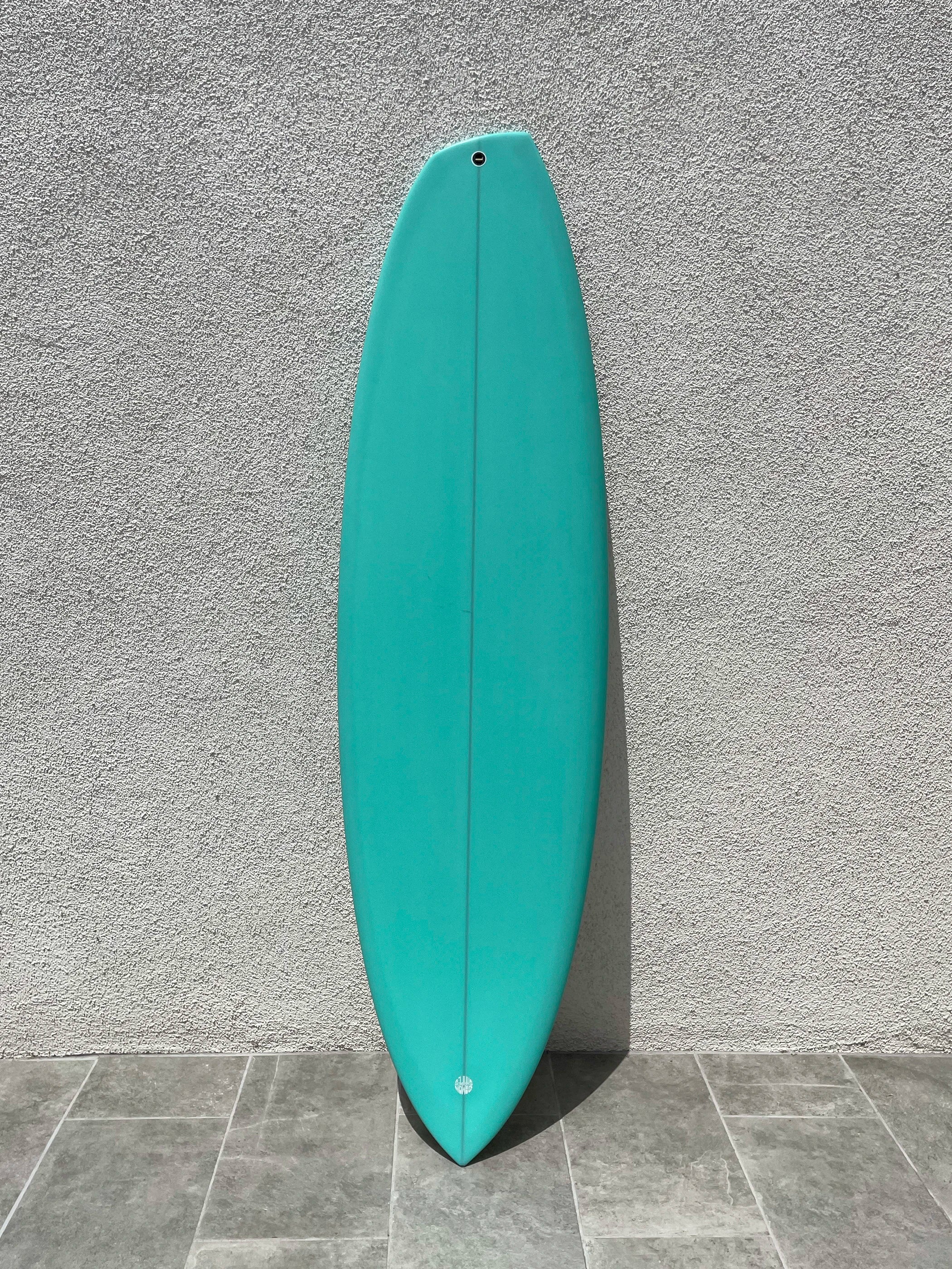 durable surfboards for tough conditions-Simon Shapes | 5’11” B.E.A.S.T Goofy Mint Green Surfboard