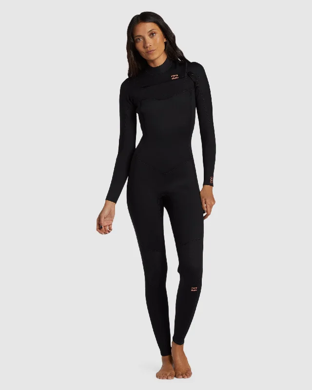 wetsuits for high-activity watersports-Womens 4/3mm Foil Chest Zip Steamer Wetsuit