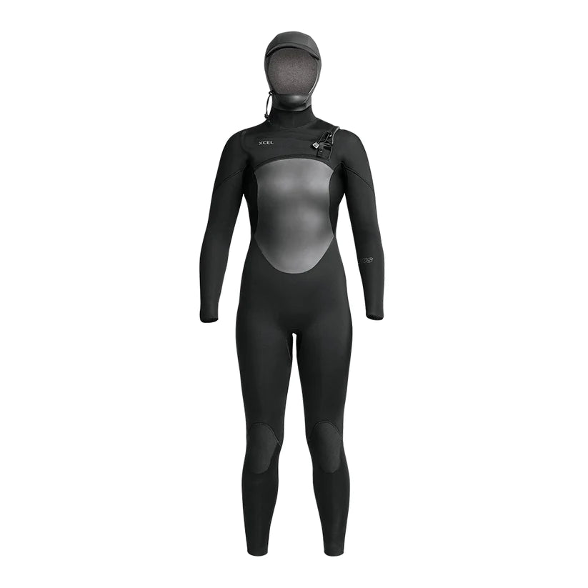 wetsuits for surfing in chilly conditions-Women's Xcel Axis 5/4 Hooded Wetsuit