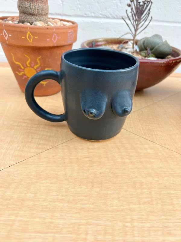 surf clothing for beach activities-Boob Mug by Christine Vorman