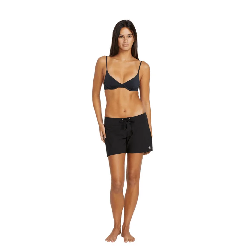 surf clothing for improved mobility in the water-Volcom Womens Simply Solid 5" Boardshort - Black