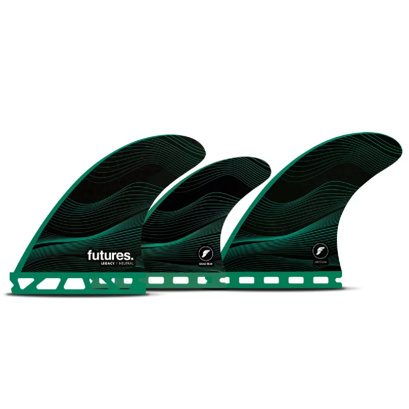 surfboard fins with strong base for stability-Futures - 5 FIN - F6 HC Legacy Series Neutral - Green