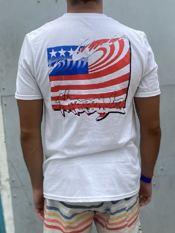 surfboards with a clean, classic design-WBZ Flag Wave S/S Tee