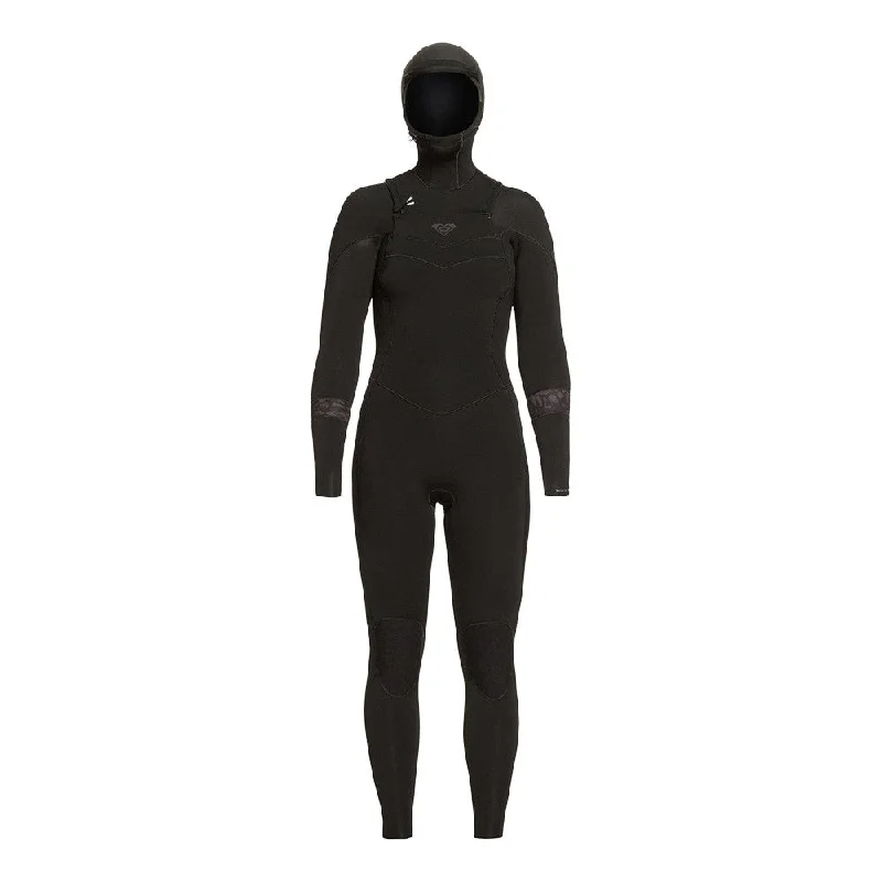 wetsuits for professional water sports athletes-Roxy Women's Syncro Plus 5/4/3 Hooded Wetsuit - Black / Jet Black