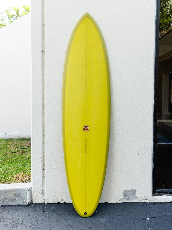 surfboards for small waves-Tyler Warren | Twin Pin 7’0” Pea Green Surfboard