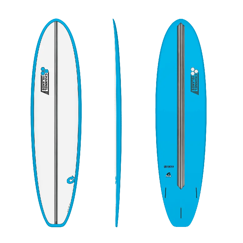 surfboards for deep carving in powerful waves-Channel Islands 7'6"  Al Merrick Chancho Torq Surfboard - Blue