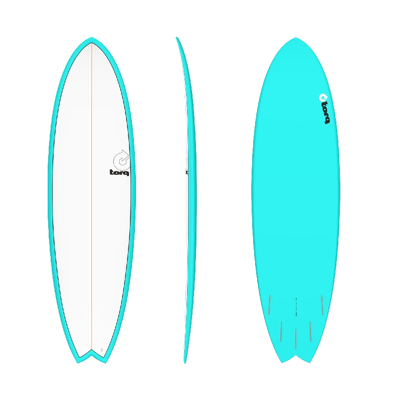 surfboards with a low drag coefficient for smooth rides-Torq 5'11"Pinline Mod Fish Surfboard - Miami Blue White Deck