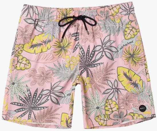 surfboards for controlled, long rides-RVCA Singapore Sling Elastic Boardshorts 17"- Pale Mauve