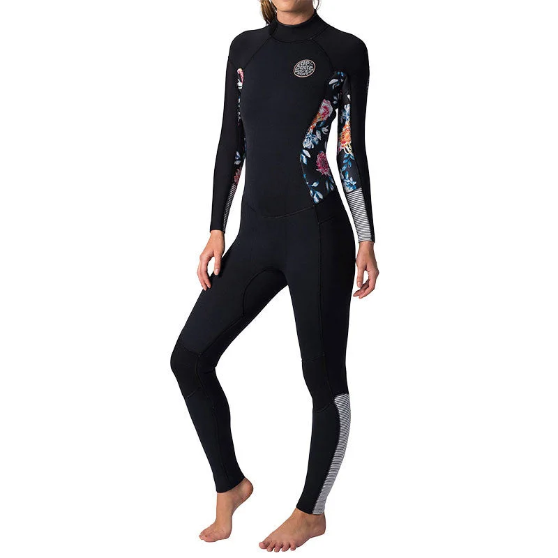 wetsuits with excellent stretchability-Rip Curl Women's Dawn Patrol 3/2 Back Zip Wetsuit - Black/White