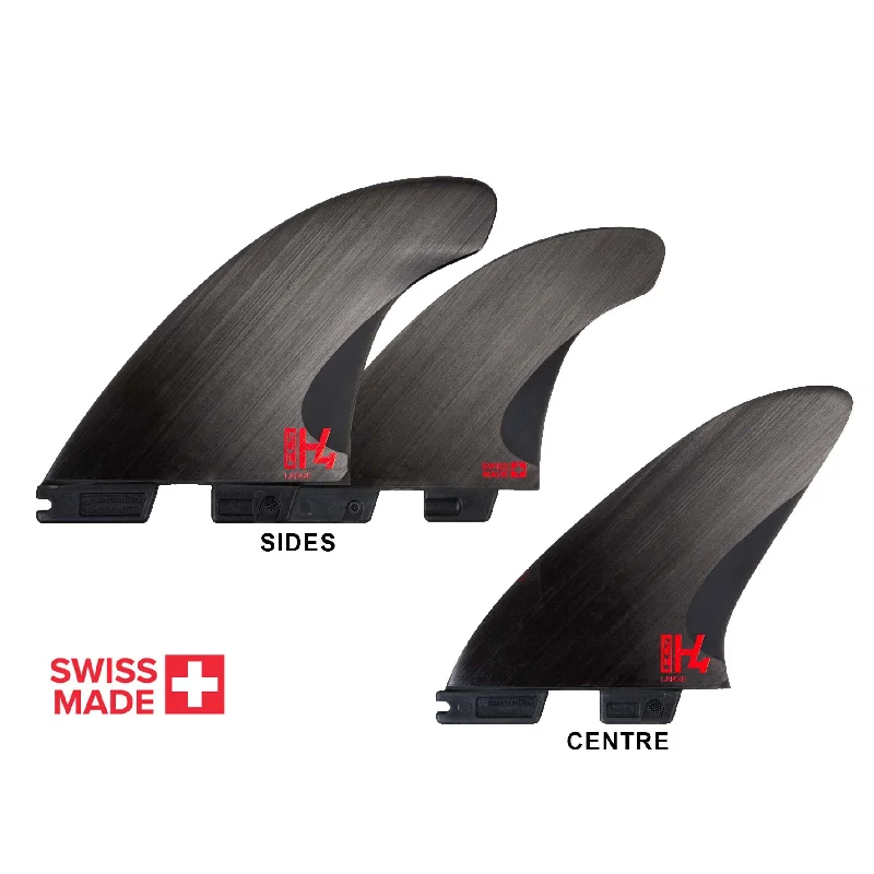 surfboard fins for faster acceleration-FCS II THRUSTER -  H4 Smoke Tri Fins - Medium