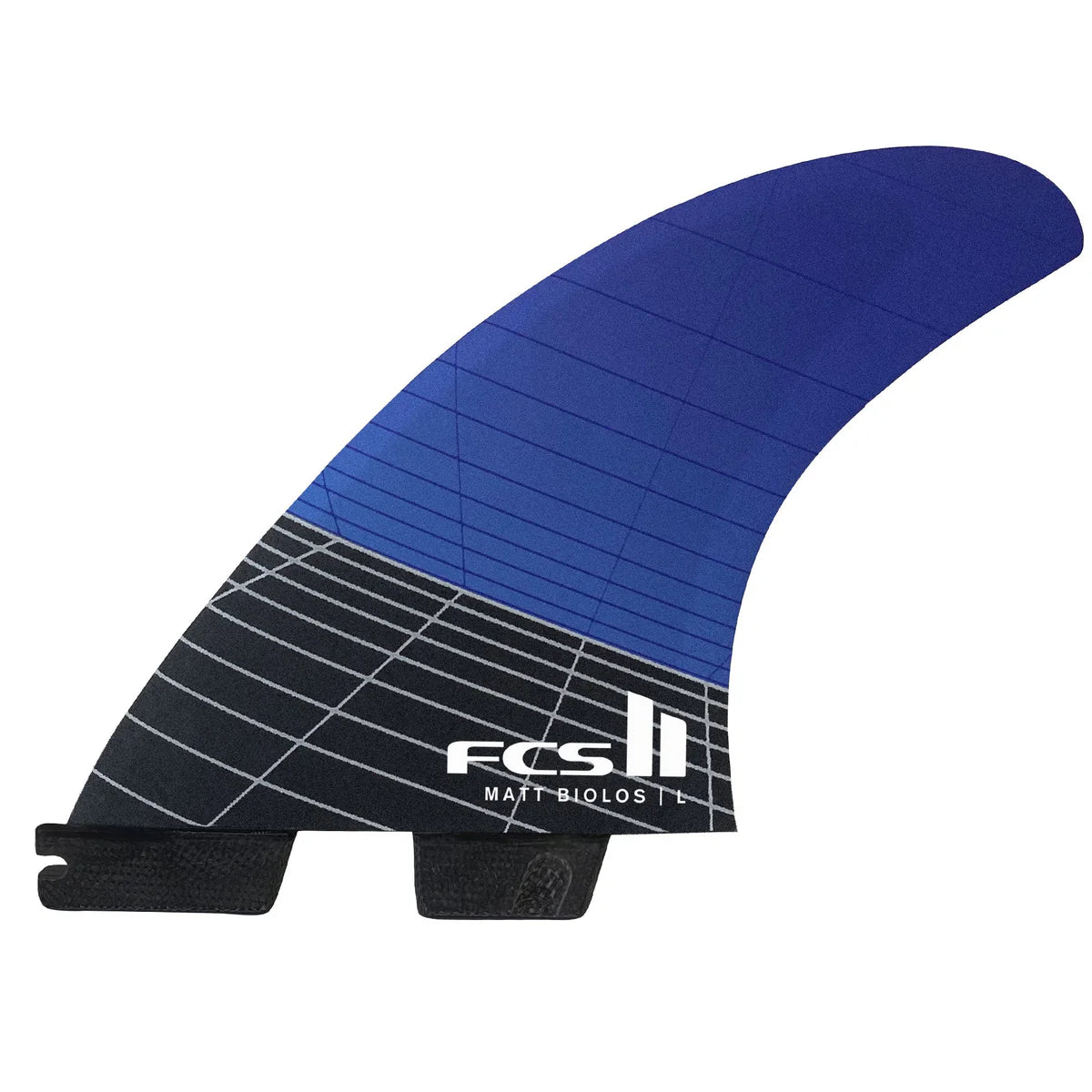 surfboard fins for tight cornering-FCS II Matt Biolos Tri-Quad Fin Set - Large - Blue