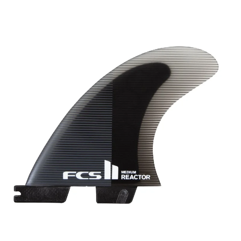 surfboard fins for performance in choppy waters-FCS II THRUSTER - Reactor PC Large Charcoal/Black Tri Fins