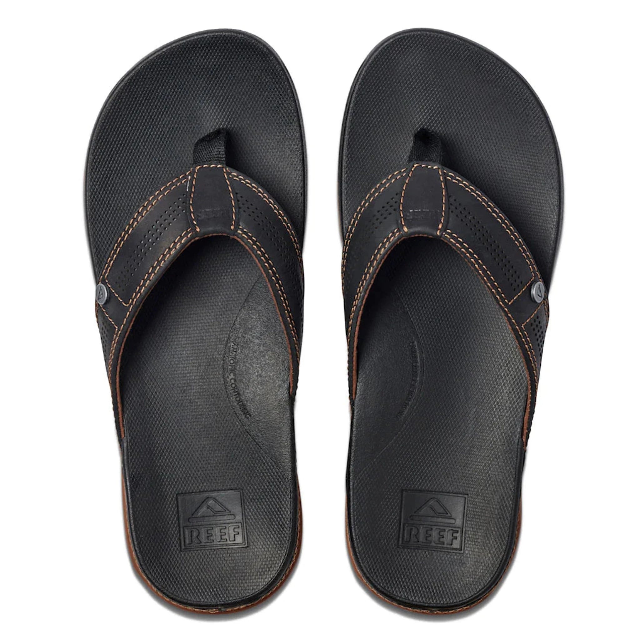 best surf clothing for all-weather use-Reef Men's Cushion Lux Thongs - Black/Brown