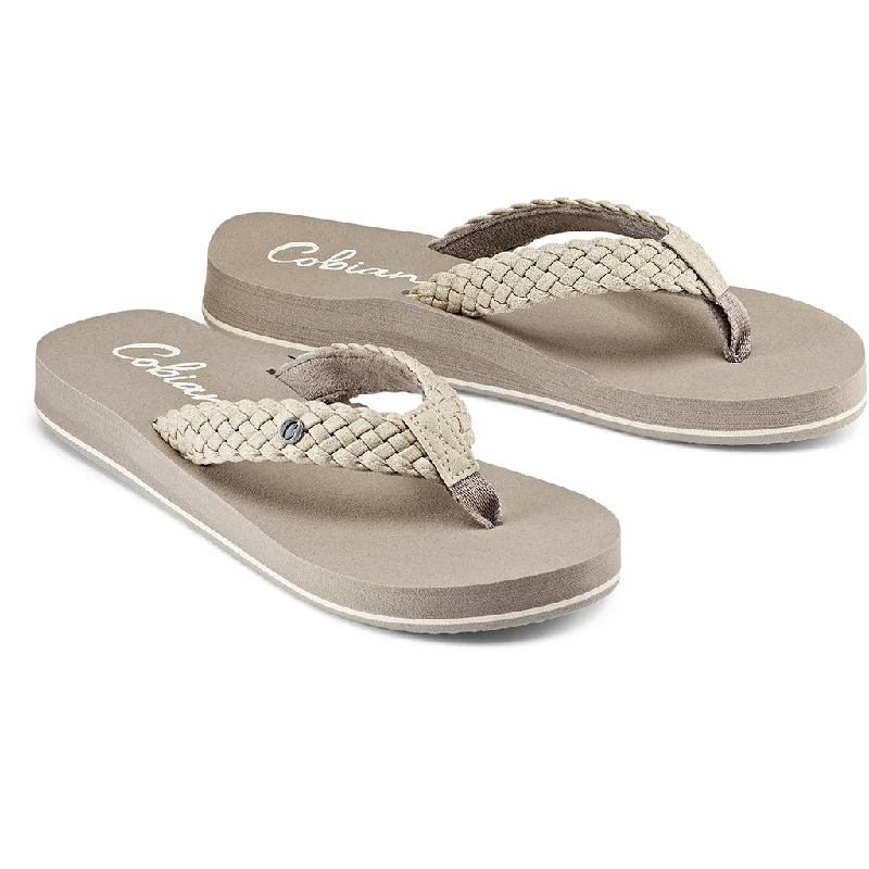 surfboards for greater wave control-Cobian Womens Braided Bounce Cream Sandal