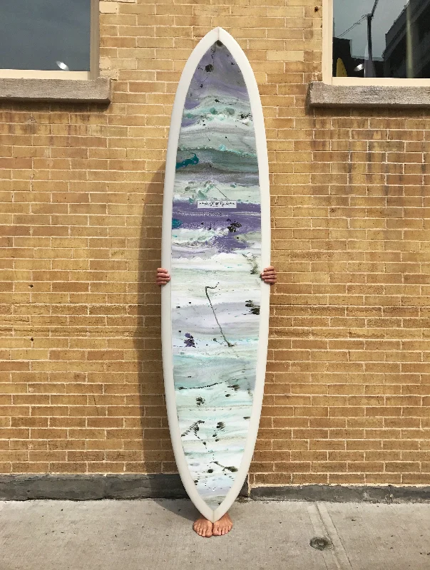 surfboards for deep carving turns-8'2" Ryan Lovelace Thick Lizzy - Creme/Abstract