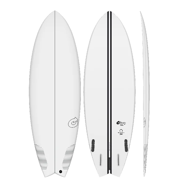 surfboards for responsive surfing in big surf-Torq TEC Summer 5 Fish Epoxy Surfboard 5’6 x 20 3/4” x 2 3/8”- 31 ltr Clear