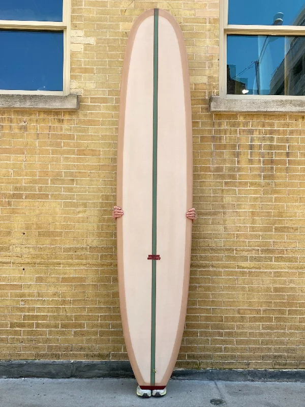 surfboards for smoother rides in choppy water-9'5" Peterson Surfcraft Harmonia - Warm Taupe with Color stringer & tailblock