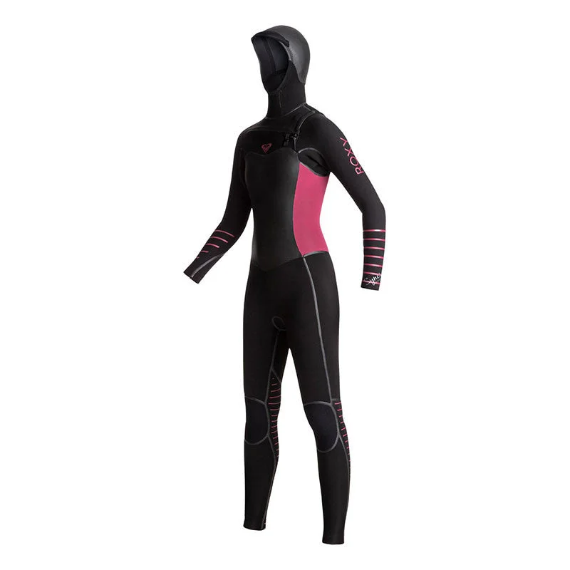 wetsuits for breathable fabric for warmer conditions-Roxy Women's Syncro Plus 5/4/3 Hooded Wetsuit