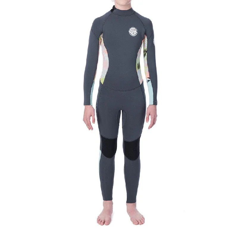 wetsuits with superior insulation for cold water temperatures-Rip Curl Junior Girls Dawn Patrol 4/3 Back Zip Wetsuit - Charcoal