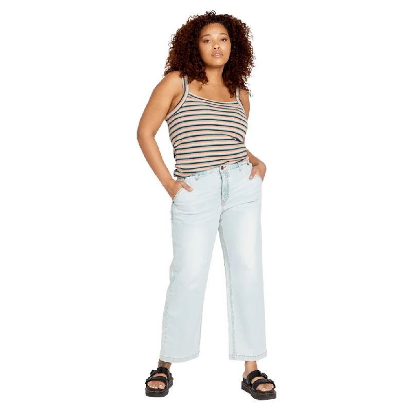 surf clothing for hot weather-Volcom Womens 1991 Stoned Low Rise Pant - All Over Stone Light