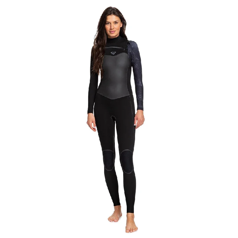 best wetsuits for triathlons-Roxy Women's Syncro Plus 4/3 Chest Zip Wetsuit