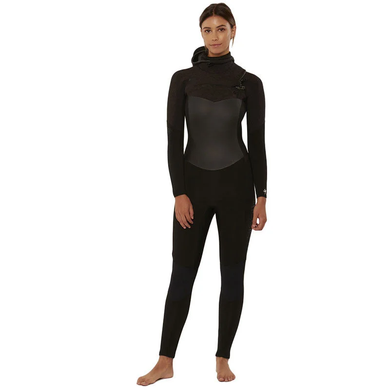 wetsuits for all-season surfing-SisstrEvolution 7 Seas 5/4 Hooded Chest Zip Wetsuit - Black Heather