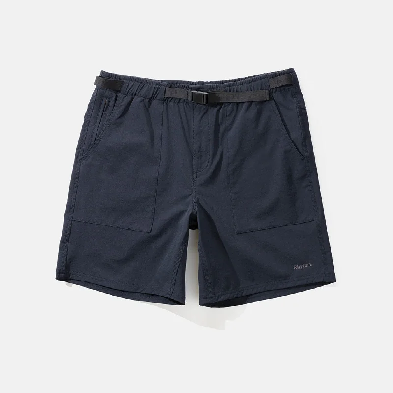 surf clothing with compression technology for support-Rhythm Men's Pathfinder Short - Worn Navy