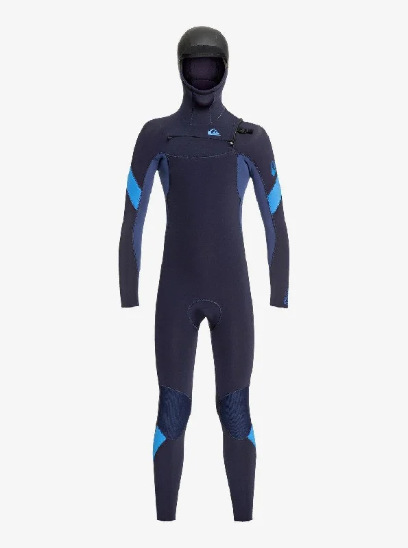 thermal wetsuits for winter surfing-Quiksilver Boys Syncro 5/4/3 Hooded Youth Wetsuit