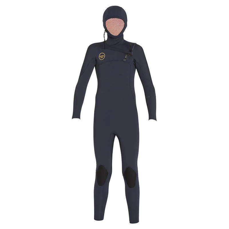 wetsuits for all-season surfing-Xcel 2017/2018 Youth Comp X Hooded 4.5/3.5 Wetsuit - Slate Black