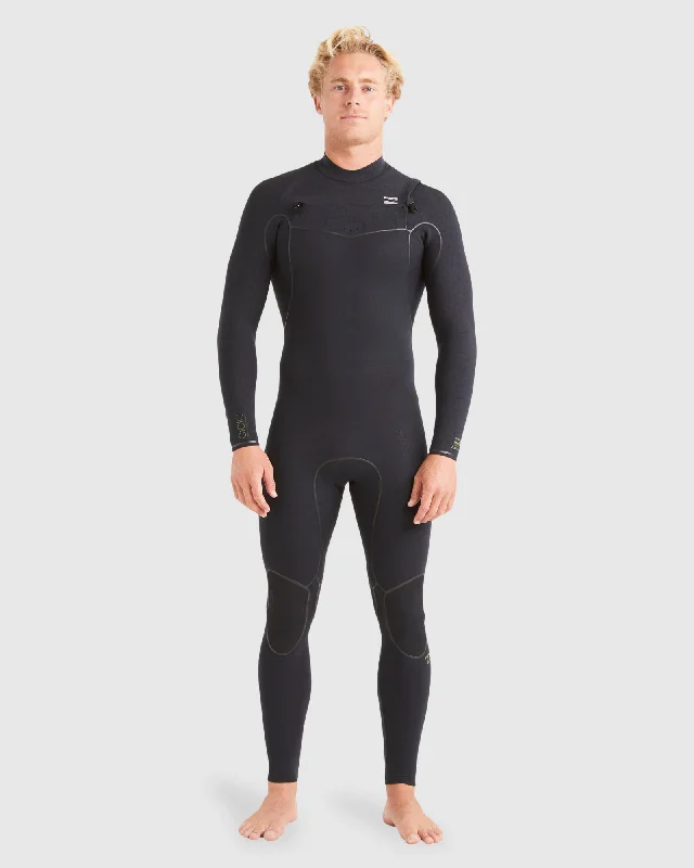 wetsuits for extreme conditions-Mens 4/3mm Furnace Natural Chest Zip Steamer Wetsuit