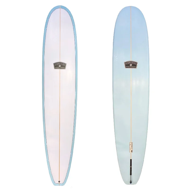 surfboards with improved rail control-Skinner Surfboards 9'4 Speed Machine Noserider Longboard Rd Square Tail  - Light Blue