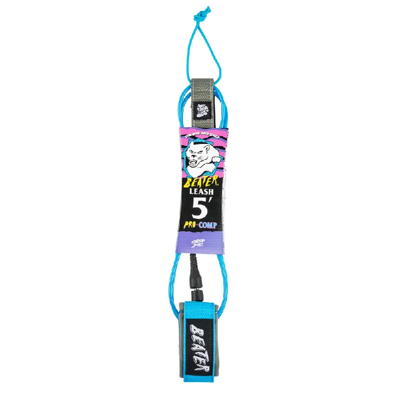 Beater 5' Pro Comp Leash - Light Blue & Grey