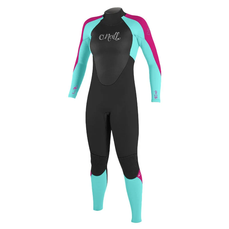 high-quality wetsuits for divers-O'Neill Youth Girls Epic 4/3 Wetsuit -Black/Berry/Seaglass