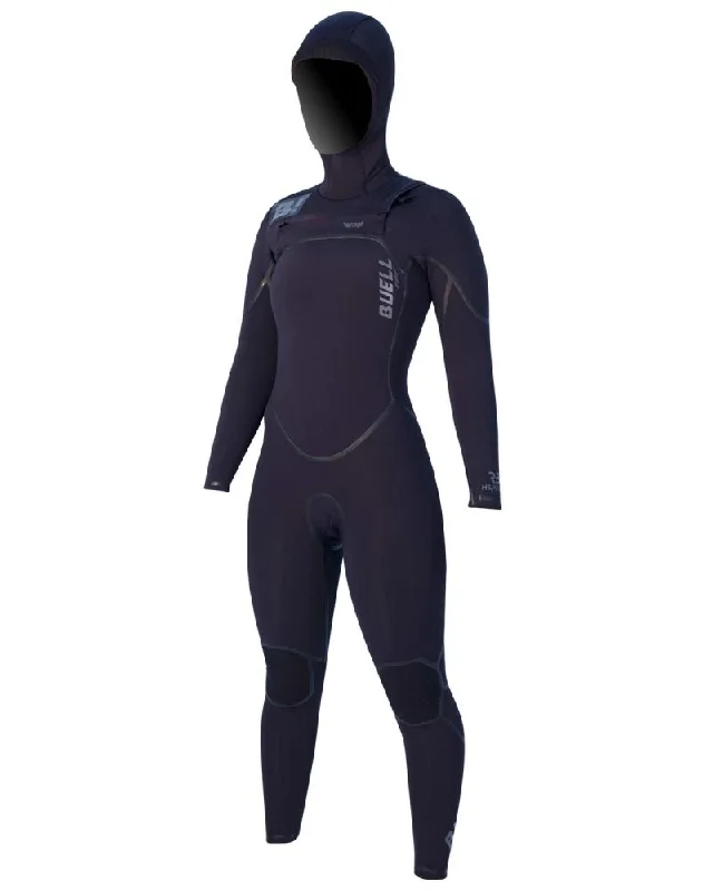 wetsuits with reinforced seams for durability-Buell Women's RB2 5/4/3mm Hooded Chest Zip Wetsuit