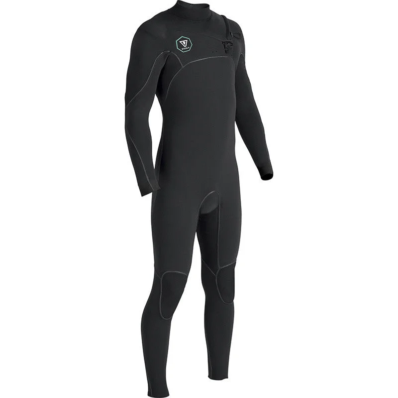 wetsuits for better speed and performance-Vissla 7 Seas Power Seam 4/3 Chest Zip Wetsuit - Black