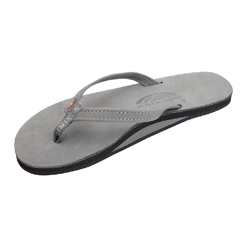 surfboards with a deep kicktail for more control-Rainbow 1/2" Narrow Strap Grey womens single premium layer leather sandal