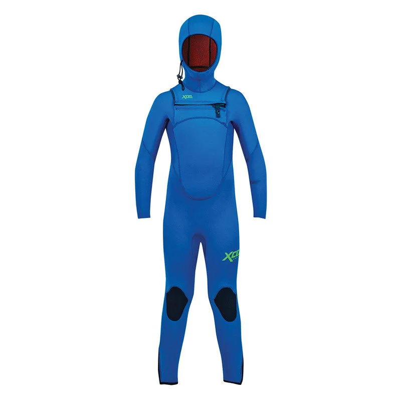 wetsuits for a snug and secure fit-Xcel Youth Comp Hooded 4.5/3.5 Wetsuit - Faint Blue